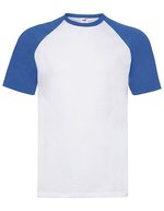 Fruit of the Loom Baseball T-Shirt mit Kontrastkragen, White/Black M, F295 – White/Royal Blue