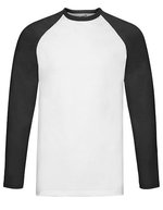 Fruit of the Loom Langarm Baseball T-Shirt mit Raglanärmeln, White/Black S, F296 – Bild 2
