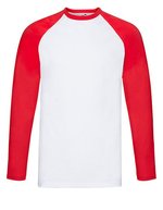 Fruit of the Loom Langarm Baseball T-Shirt mit Raglanärmeln, White/Black S, F296 – Bianco/Rosso
