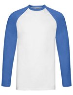 Fruit of the Loom Langarm Baseball T-Shirt mit Raglanärmeln, White/Black S, F296 – Bianco/Blu reale