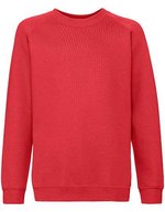 Fruit of the Loom Raglan Sweatshirt aus Baumwolle-Polyester für Kinder, Black 104, F304K – Red