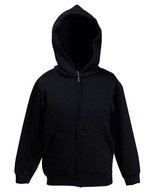 Fruit of the Loom Sweatjacke mit doppelter Kapuze für Kinder, Black 116, F401K – Bild 1