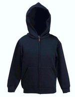 Fruit of the Loom Sweatjacke mit doppelter Kapuze für Kinder, Black 116, F401K – Profondo Blu navy