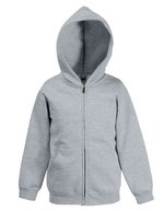 Fruit of the Loom Sweatjacke mit doppelter Kapuze für Kinder, Black 116, F401K – Melange Grigio