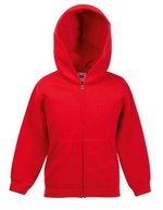 Fruit of the Loom Sweatjacke mit doppelter Kapuze für Kinder, Black 116, F401K – Rosso