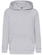 Fruit of the Loom Classic Kapuzen-Sweat mit Kängurutasche für Kinder, Azure Blue 116, F421NK – Heather Grey