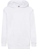 Fruit of the Loom Classic Kapuzen-Sweat mit Kängurutasche für Kinder, Azure Blue 116, F421NK – White