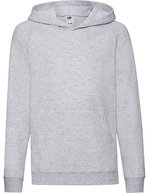Fruit of the Loom Leichter Kinder Hoodie mit Raglan-Ärmeln, Black 116, F430K – Heather Grey