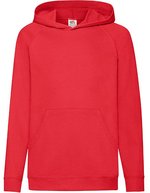Fruit of the Loom Leichter Kinder Hoodie mit Raglan-Ärmeln, Black 116, F430K – Red