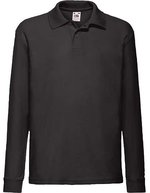 Fruit of the Loom Langarm Polo 65/35 Baumwolle-Polyester für Kinder – Black