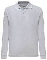 Fruit of the Loom Langarm Polo 65/35 Baumwolle-Polyester für Kinder – Heather Grey