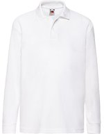 Fruit of the Loom Langarm Polo 65/35 Baumwolle-Polyester für Kinder, Deep Navy 104, F504K – White