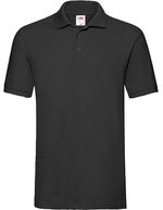Fruit of the Loom Baumwoll-Polo mit Seitenschlitzen 3-Knopfleiste – Black