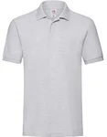 Fruit of the Loom Baumwoll-Polo mit Seitenschlitzen 3-Knopfleiste, Black XL, F511N – Heather Grey