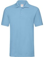 Fruit of the Loom Baumwoll-Polo mit Seitenschlitzen 3-Knopfleiste, Black XL, F511N – Sky Blue