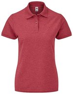 Fruit of the Loom Polo 65/35 Mischgewebe, 2-Knopfleiste für Damen, Black XS, F517 – Heather Red