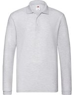 Fruit of the Loom Premium Langarm-Poloshirt mit Knopfleiste – Athletic Heather