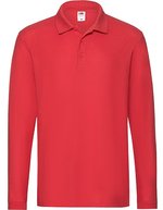 Fruit of the Loom Premium Langarm-Poloshirt mit Knopfleiste, Athletic Heather S, F541N – Rosso