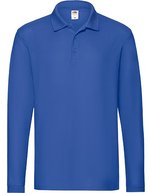 Fruit of the Loom Premium Langarm-Poloshirt mit Knopfleiste, Athletic Heather S, F541N – Blu reale
