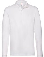Fruit of the Loom Premium Langarm-Poloshirt mit Knopfleiste, Athletic Heather S, F541N – Bianco