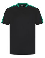 Sportliches Kurzarm-T-Shirt mit Kontrastärmeln – Black/Emerald