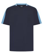 Finden+Hales Sportliches Kurzarm-T-Shirt mit Kontrastärmeln, Black/White S, FH290 – Navy/Sky