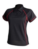 Ladies´ Piped Performance Polo – Black/Red