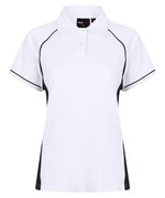 Finden+Hales Performance Polo mit Paspelierung für Damen, Black/Black S, FH371 – White/Black/Black