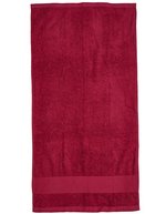 Fair Towel Bio-Baumwolle Badetuch mit Twill-Aufhänger – Burgundy