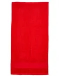 Fair Towel Bio-Baumwolle Badetuch mit Twill-Aufhänger, Black 70 x 140 cm, FT100DN – Red