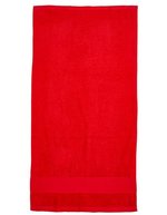 Fair Towel Bio-Baumwolle Badetuch mit Twill-Aufhänger, Black 70 x 140 cm, FT100DN – Red