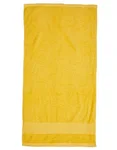Fair Towel Bio-Baumwolle Badetuch mit Twill-Aufhänger, Black 70 x 140 cm, FT100DN – Sunflower Yellow