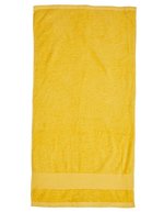 Fair Towel Bio-Baumwolle Badetuch mit Twill-Aufhänger, Black 70 x 140 cm, FT100DN – Sunflower Yellow