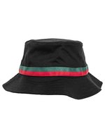 FLEXFIT Gestreifter Bucket Hat in Kontrastfarben, Black/Fire Red One Size, FX5003S – Bild 2