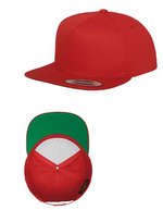 FLEXFIT Baumwoll Snapback Cap mit 5 Panels, Red One Size, FX6007 – Red
