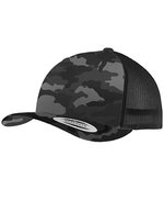 Flexfit Camo Trucker Cap mit Mesh, Dark Camo/Black One Size, FX6606C – Bild 2
