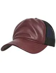 FLEXFIT Leder Trucker Cap mit Mesh-Rückseite, Maroon/Black One Size, FX6606LT – Bild 2