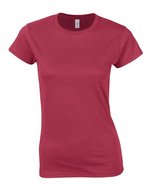 Gildan T-Shirt Softstyle® mit Ripp-Kragen für Damen – Antique Cherry Red (Heather)