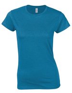 Gildan T-Shirt Softstyle® mit Ripp-Kragen für Damen – Antique Sapphire (Heather)