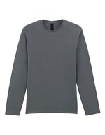 Gildan Langarm T-Shirt mit Ripp-Kragen, White L, G64400 – Charcoal (Solid)