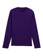 Gildan Langarm T-Shirt mit Ripp-Kragen, White L, G64400 – Fan Dark Purple
