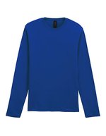 Gildan Langarm T-Shirt mit Ripp-Kragen, White L, G64400 – Fan Deep Royal