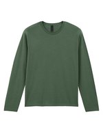 Gildan Langarm T-Shirt mit Ripp-Kragen, White L, G64400 – Military Green