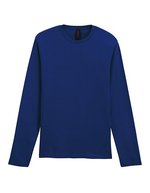Gildan Langarm T-Shirt mit Ripp-Kragen, White L, G64400 – Navy