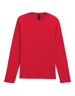 Gildan Langarm T-Shirt mit Ripp-Kragen, White L, G64400 – Red