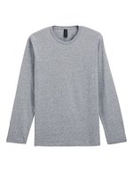 Gildan Langarm T-Shirt mit Ripp-Kragen, White L, G64400 – Sport Grey (Heather)