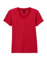 Gildan V-Ausschnitt T-Shirt Softstyle® für Damen, White S, G64V00L – Cherry Red