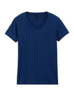 Gildan V-Ausschnitt T-Shirt Softstyle® für Damen, White S, G64V00L – Navy