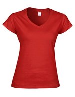 Gildan V-Ausschnitt T-Shirt Softstyle® für Damen, White S, G64V00L – Red