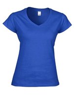 Gildan V-Ausschnitt T-Shirt Softstyle® für Damen, White S, G64V00L – Royal